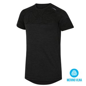Husky Pánské triko s krátkým rukávem L, černá Merino termoprádlo