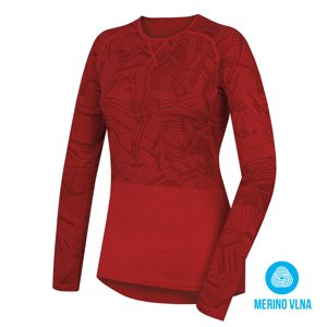 Husky Dámské triko s dlouhým rukávem M, červená Merino termoprádlo
