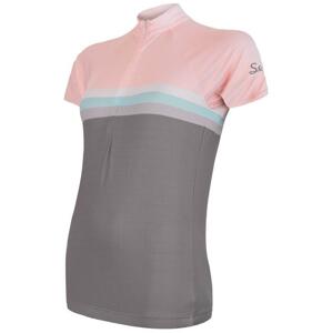 Sensor Cyklo Summer Stripe dámský dres kr.rukáv šedá/růžová S