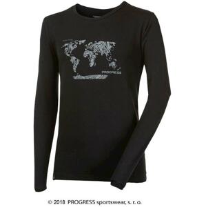 Progress VANDAL "SVĚT" pánské triko s dlouhým rukávem s bambusem černá