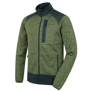 Husky Alan M XXL, zelená/černozelená Pánský fleecový svetr na zip