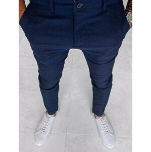 Dstreet Pánské chino kalhoty s rybí kostí tmavě modré UX3967 s32