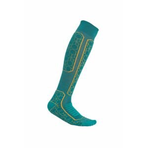 Dámské merino ponožky ICEBREAKER Wmns Ski+ Medium OTC Alpine Geo, Flux Green/Solar velikost: 41-43 (L)