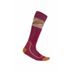 Dámské merino ponožky ICEBREAKER Wmns Ski+ Light OTC Alps 3D, Electron Pink/Earth/Snow velikost: 35-37 (S)