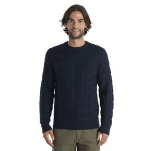 Pánský merino svetr ICEBREAKER Mens Merino Cable Knit Crewe Sweater, Midnight Navy velikost: S