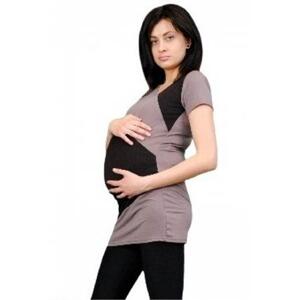 Be MaaMaa Těhotenská tunika s asymetrickým výstřihem - béžová UNI, Univerzální