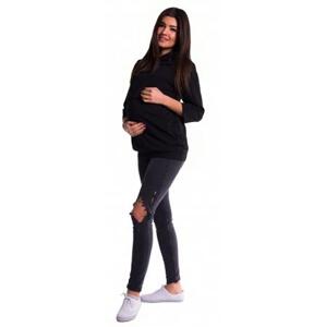 Be MaaMaa Těhotenské a kojící teplákové triko - černé XL (42)