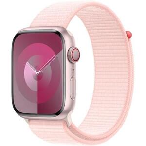 Apple Watch Series 9 Cellular 45mm Růžový hliník se světle růžovým provlékacím řemínkem