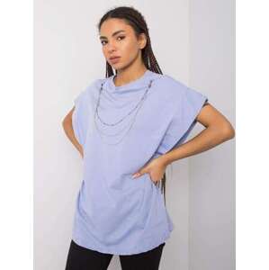 Fashionhunters Modré tričko s náhrdelníkem Arianna RUE PARIS Velikost: M