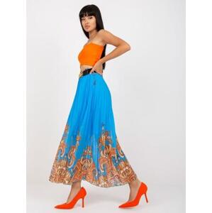 Fashionhunters Modrá plisovaná maxi sukně s páskem Velikost: ONE SIZE, JEDNA, VELIKOST