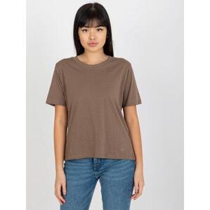 Fashionhunters MAYFLIES hnědé dámské jednobarevné bavlněné tričko.Velikost: XL