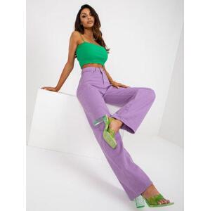Fashionhunters Dámské fialové džínové kalhoty s širokým pasem Velikost: 30