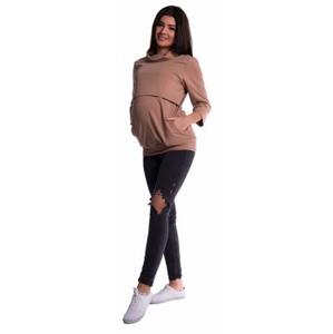 Be MaaMaa Těhotenské a kojící teplákové triko - béžové  S (36)