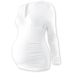JOŽÁNEK Těhotenské triko/tunika dlouhý rukáv EVA - bílé L/XL