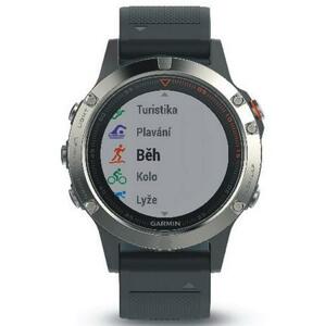 GARMIN GPS chytré hodinky fenix5 Silver Optic, Black band