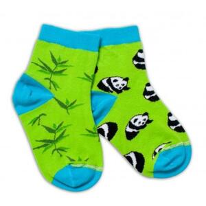 Baby Nellys Bavlněné veselé ponožky Panda - zelené 104-116 (4-6r)