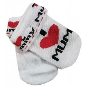 Kojenecké bavlněné ponožky I Love Mum, bílé s potiskem 68-74 (6-9m)