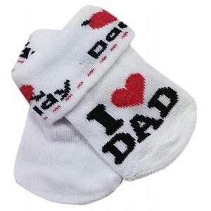 Kojenecké bavlněné ponožky I Love Dad, bílé s potiskem 56-62 (0-3m)