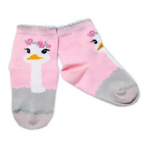 Baby Nellys Bavlněné ponožky Pštros - světle růžové 92-98 (18-36m)