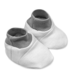 Baby Nellys Botičky, ponožtičky,Little prince, princess bavlna  - bílé s šedým lemem 56-68 (0-6 m)
