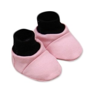 Baby Nellys Botičky/ponožtičky, Little princess bavlna - růžovo/černé 56-68 (0-6 m)