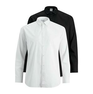 Jack&Jones PLUS 2 PACK - pánská košile JJJOE Slim Fit 12195941 Black/PACK WHIT 4XL, XXXXL