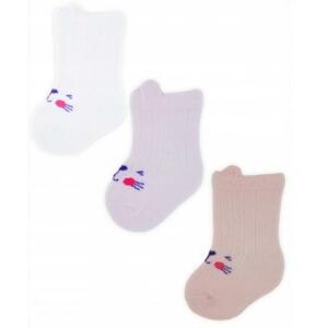 Kojenecké ponožky, 3 páry - Noviti - Kočička, bílá/růžová/losos 86 (12-18m)