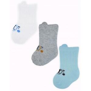 Kojenecké ponožky, 3 páry - Noviti - Medvídek, bílá/modrá/šedá 80-86 (12-18m)