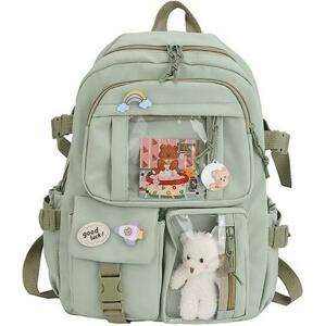 Školní batoh Medvěd pro mláděž s dekorací medvídka - khaki, zelená, mint