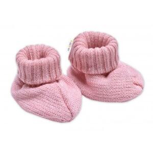 Baby Nellys pletené botičky/capáčky STAR Hand Made pudrově růžové
