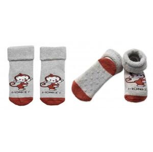 Kojenecké froté ponožky s ABS Monkey, Baby Nellys, šedé 68-74 (6-9m)