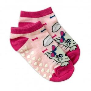 Dětské ponožky s ABS Kočka - sv. růžové 19-22