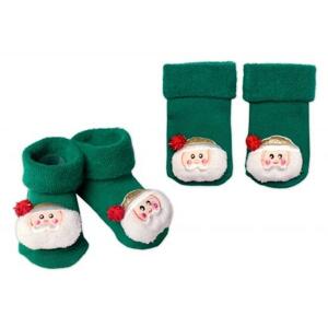 Kojenecké vánoční froté ponožky Santa, Baby Nellys, zelené 68-80 (6-12m)