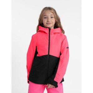 4F Dívčí lyžařská bunda hot pink neon 122