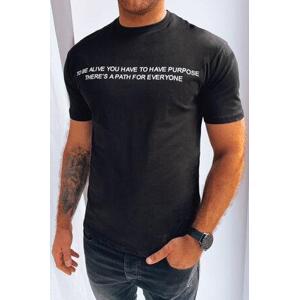 Dstreet Pánské černé tričko RX5194 L s potiskem, Černá