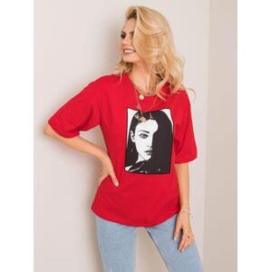 Fashionhunters Červené dámské tričko RUE PARIS Velikost: S