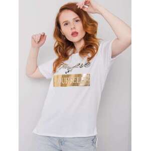 Fashionhunters Dámské bílé tričko s nášivkou Evelyn Velikost: S