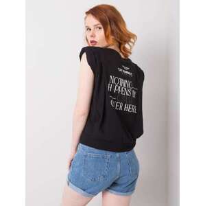 Fashionhunters Černé dámské tričko s nápisy L