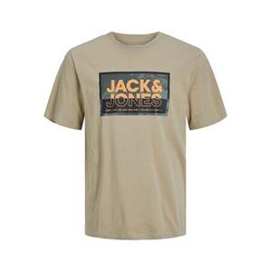 Jack&Jones PLUS Pánské triko JCOLOGAN Standard Fit 12257335 Crockery 4XL, XXXXL