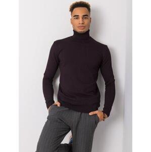 Fashionhunters Tmavě fialový pánský svetr s rolákem LIWALI XL