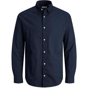 Jack&Jones Pánská košile JJELINEN Slim Fit 12248579 Navy Blazer M