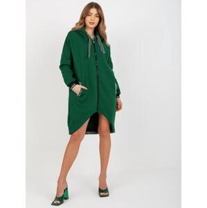Fashionhunters Tmavě zelená Mayar dlouhá mikina na zip Velikost: L / XL