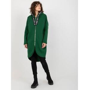Fashionhunters Dámská dlouhá mikina na zip s kapucí - zelená Velikost: S/M