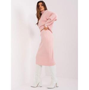 Fashionhunters Světle růžová žebrovaná pletená sukně Velikost: ONE SIZE, JEDNA, VELIKOST