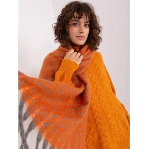 Fashionhunters Šedý a oranžový vzorovaný šátek Velikost: JEDNA VELIKOST