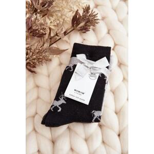 Kesi Dámské vánoční ponožky 3-balení šedé a černé 35-38, Černá