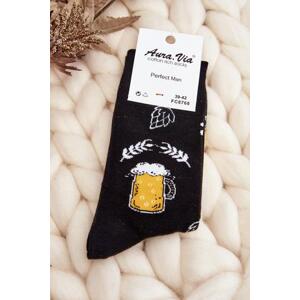 Kesi Pánské vzorované ponožky Beer Black 39-42, Černá