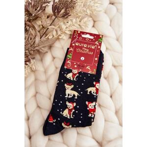 Kesi Pánské vánoční bavlněné ponožky se sobem černé 39-42, Černá