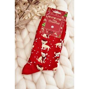 Kesi Pánské vánoční bavlněné ponožky se soby červené 39-42, Červená