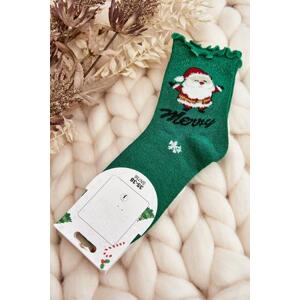 Kesi Dámské lesklé vánoční ponožky s Santa Claus Green 35-38, Odstíny, zelené
